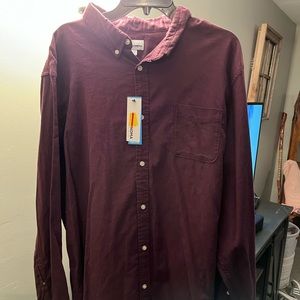 Brand new maroon long sleeve button up shirt